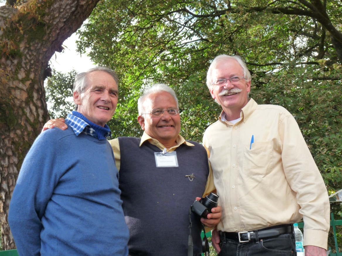 At Mussoorie Festival-from left, Bill Aitken, Harish and Stephen Alter
