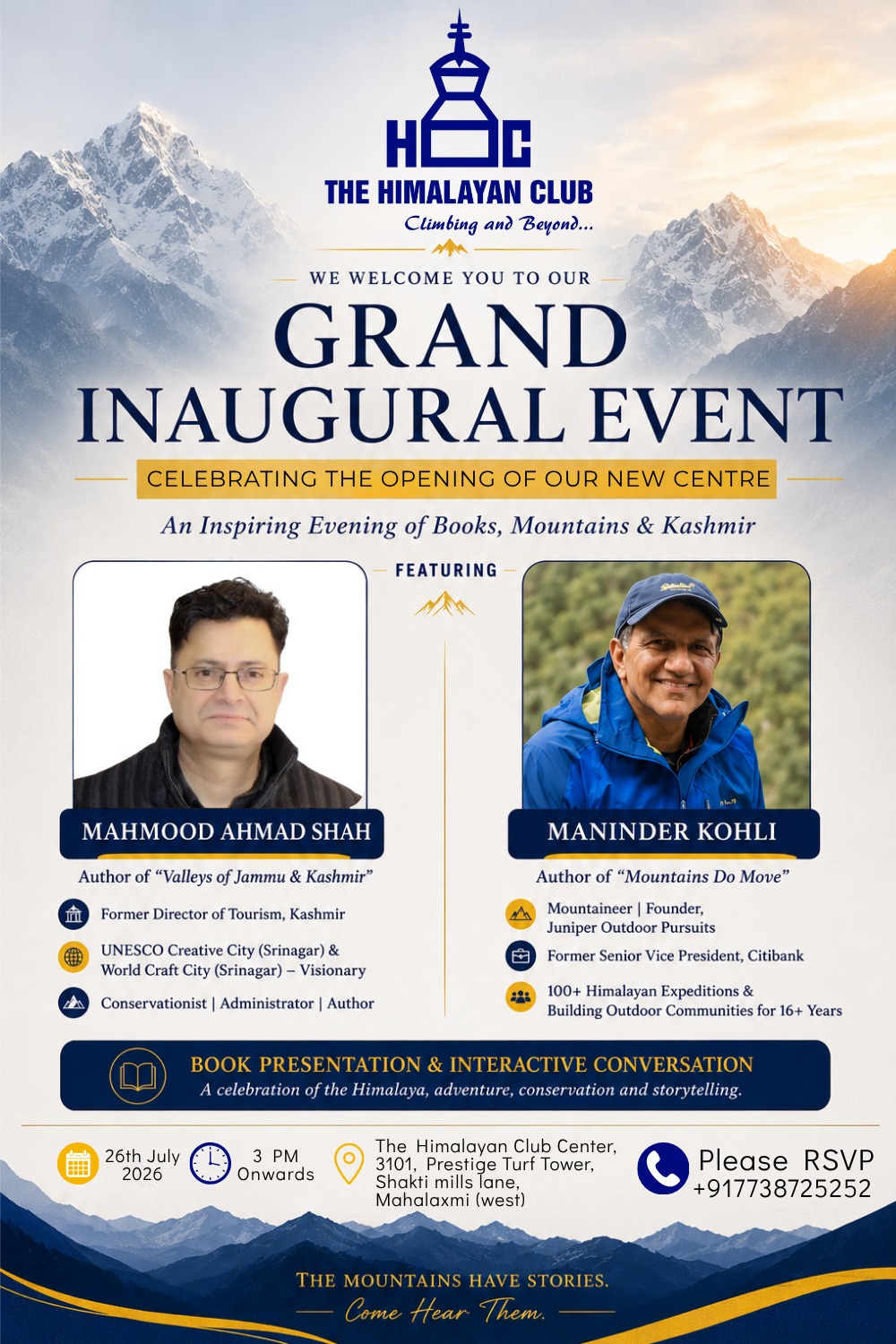 Grand Inaugural Event - Book Presentation & Interactive Conversation on 26th July 2026, 3pm onwards. Please RSVP on 7738725252